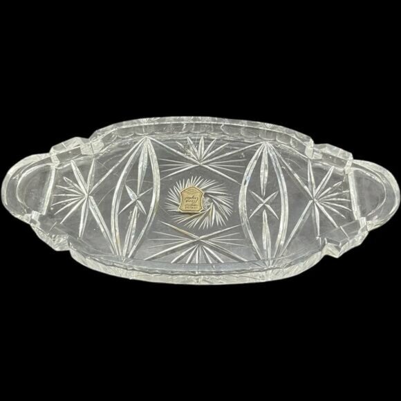 Vintage Lead Crystal Sugar & Creamer Set With Tray & Lid Hand Cut - Picture 10 of 14